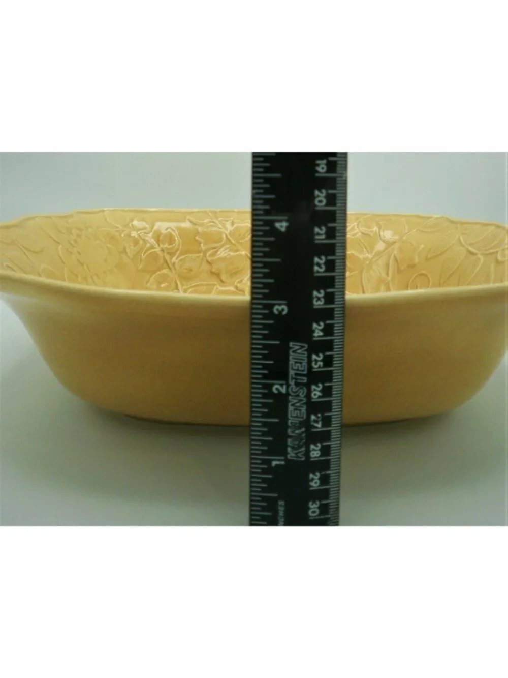 Embossed Ceramic Centerpiece Bowl Harvest Yellow Floral Design Made in Portugal